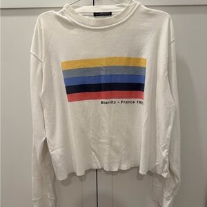 Brandy Melville White Tee with Navy Label